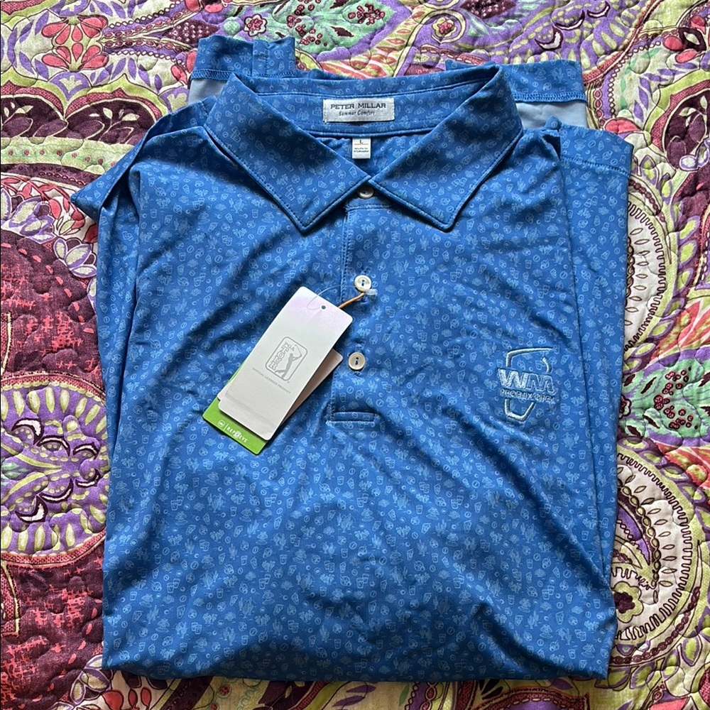 Peter Millar Waste Management tournament 2024 exclusive Blue Polo Shirt